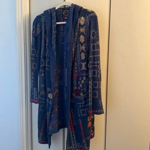 Johnny Was hooded sweater duster size small